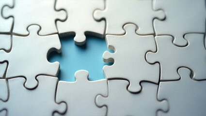 Flat Jigsaw Puzzle with Missing Piece: Symbolizing Incomplete Tasks & Solutions