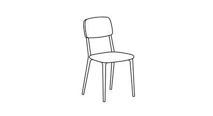 Simple line art illustration of a basic chair with clean lines and four legs, symbolizing comfort and functionality.
