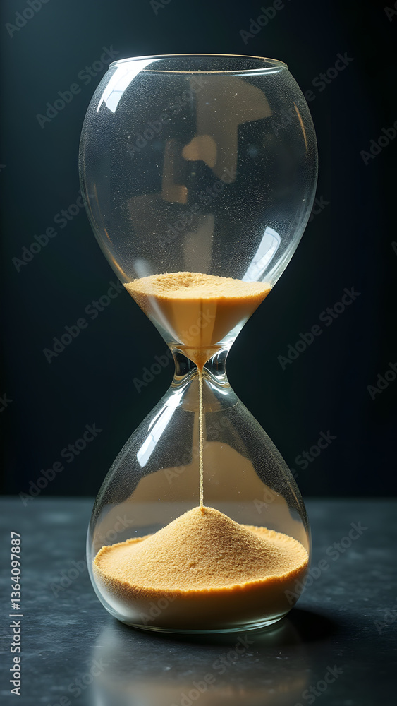 Poster quantum dream hourglass with unpredictably relocating neck that creates impossible sand flow pattern