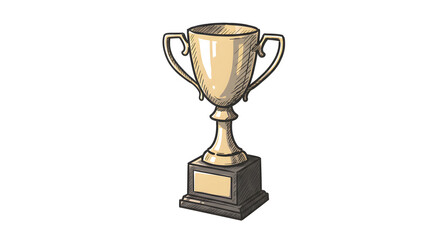 Colorful illustration of a golden trophy cup with a wooden base, symbolizing excellence and achievement.