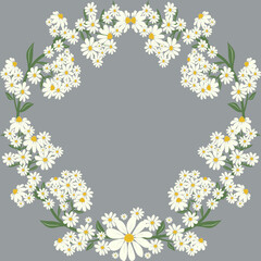 Elegant White Daisy Wreath | Floral Circular Frame | Botanical Wall Art Design