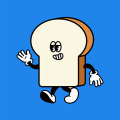 Retro bread slice, food illustration vector