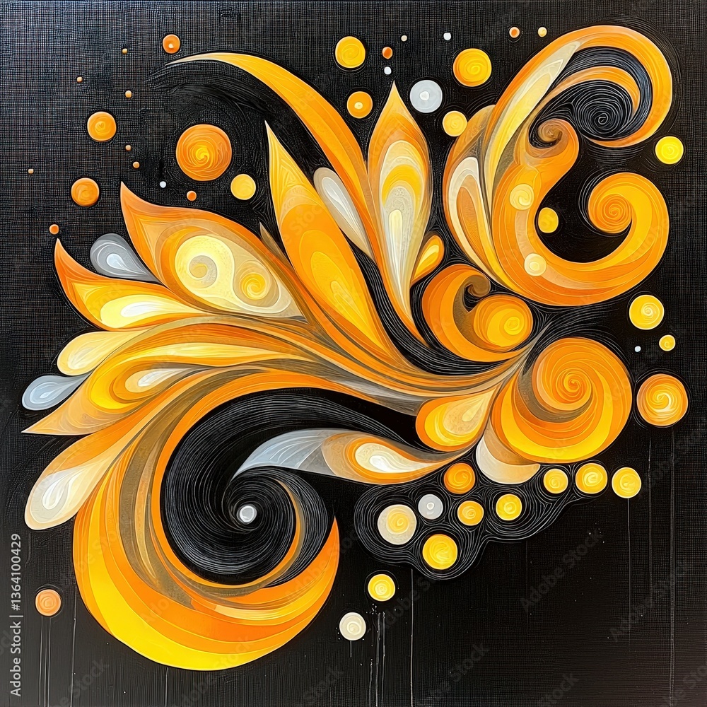 Poster vibrant abstract painting featuring a colorful swirl design with dynamic movement and flowing lines
