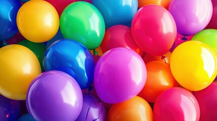 A vibrant collection of colorful balloons create a festive background