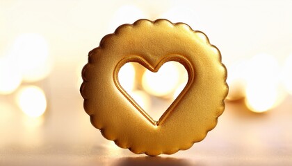 Golden Biscuit with Heart-Shaped Detail: A captivating close-up reveals a beautifully crafted golden biscuit, its heart-shaped center offering a peek at an ethereal.