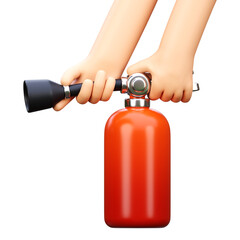 Naklejka premium 3d render hand holding red fire extinguisher