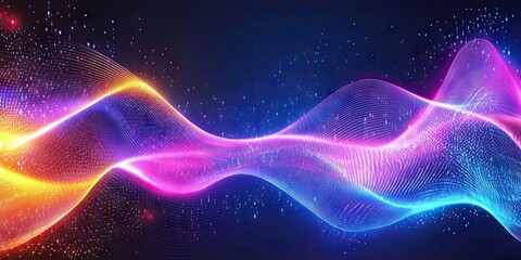 Obraz premium High-tech abstract background with glowing neon lines and data streaming effects.