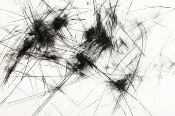 Abstract ink strokes on white background.  Intricate, dynamic, and textured composition