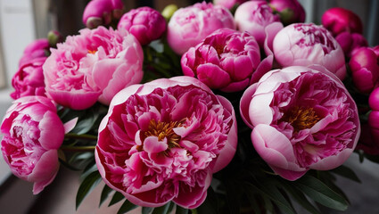 Obraz premium pink tulips in a garden
