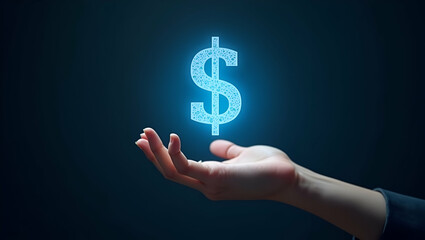 Flat Hand Showcasing Holographic Investment Tax Benefits Symbol: A Minimalist Vector Illustration Highlighting Tax Advantages for Smart Business Decisions in a Clean Background