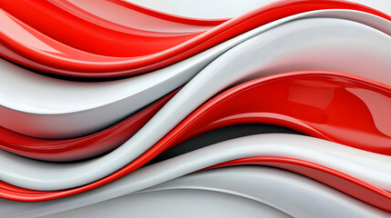 Abstract Red And White Glossy Waves Background