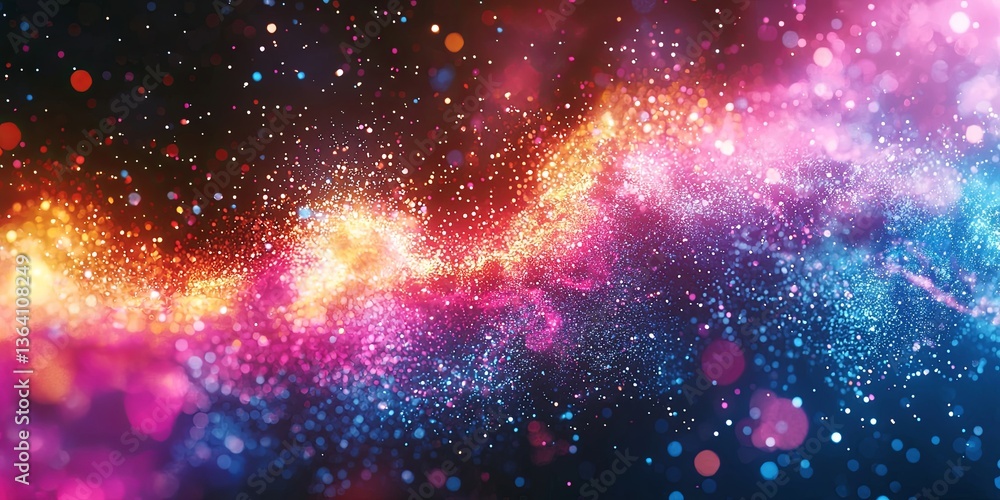 Aufkleber Abstract colorful digital wave background with glowing particles and light effects, vivid energy flow in vibrant hues of pink, blue, and orange