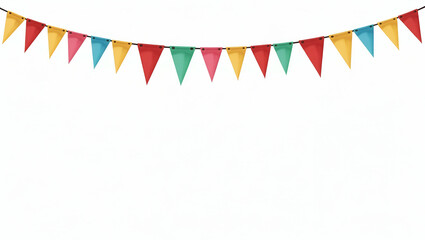 Fototapeta premium Colorful Triangular Flags Hanging on Strings - Festive Decorative Vector Illustration