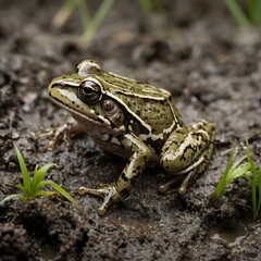 Blanchard's Cricket Frog Camouflaged in Wetland Mud
