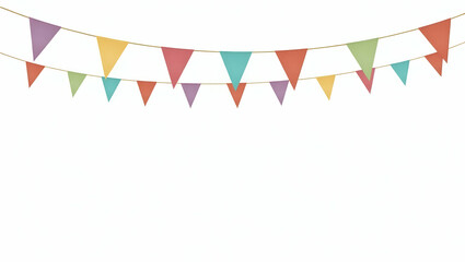 Obraz premium Colorful Triangular Flags on Strings for Festive Decor - Stock Photo