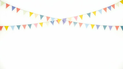 Obraz premium Colorful Triangular Flags Hanging on Strings - Festive Decorative Elements Isolated on Transparent Background | Cute Flat Vector Illustration for Celebrations and Events