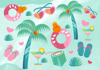 Summer Beach Vacation Theme Illustration 