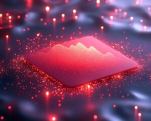 A red glowing digital graph on a dark surface background