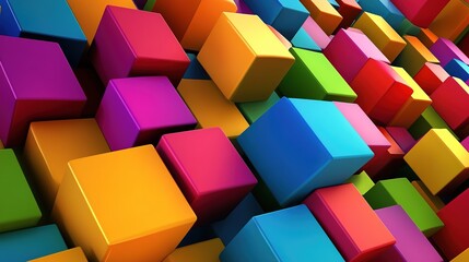 Obraz premium Colorful Cubes as Abstract 3D Geometry Background Illustration: Retro Cube Abstract Background Pattern