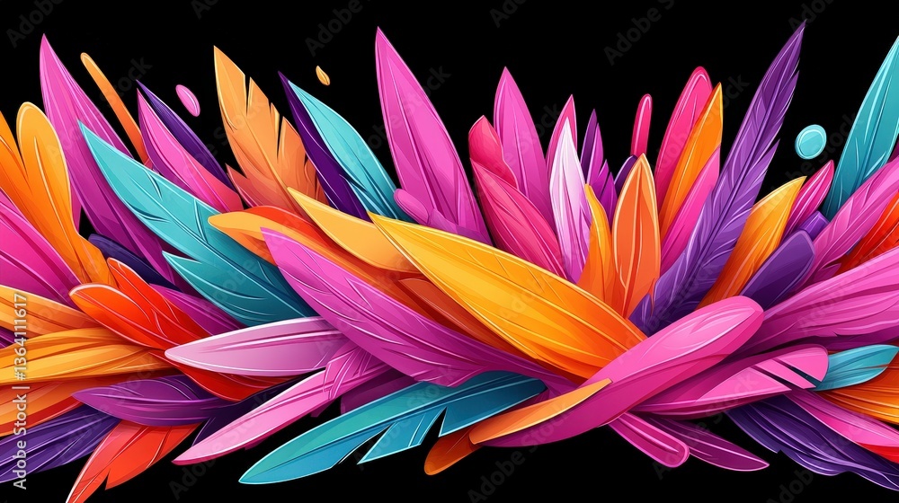 Aufkleber bright and colorful feathers spread out on a light surface showcasing their unique patterns