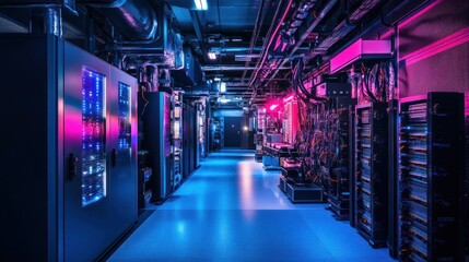 Fototapeta premium Quantum Computing Infrastructure: Cybersecurity Lab Powered by Advanced Technology