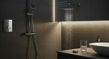 Modern Shower System In Contemporary Bathroom