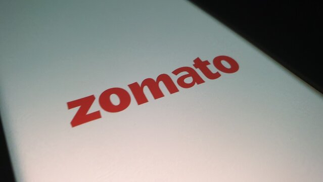 New Delhi, India - March 26 2025: Zomato mobile app logo icon on smartphone screen, Indian restaurants finder and food delivery company..