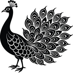 Fototapeta premium Peacock Bird Silhouette – Elegant and Majestic Avian Vector Design
