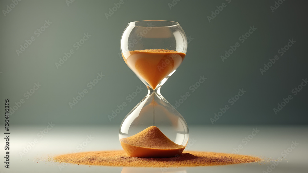 Poster quantum zeno hourglass that only flows when observed, with projected probability waves and instant a