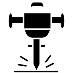 ackhammer icon, industrial drilling and demolition tool, construction work and Labour Day projects with transparent background