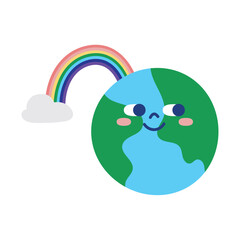Earth Day Rainbow  and cloud Handmade Illustration