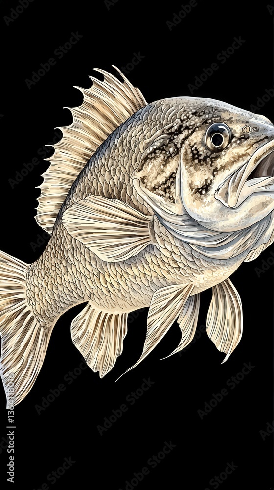 Poster close-up of a fish with its mouth open captured in clear water highlighting its unique features