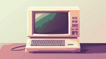 Nostalgic Retro Computer Pixel: Vintage Icon for Classic Old 90s Digital PC, Throwback Desktop Interface