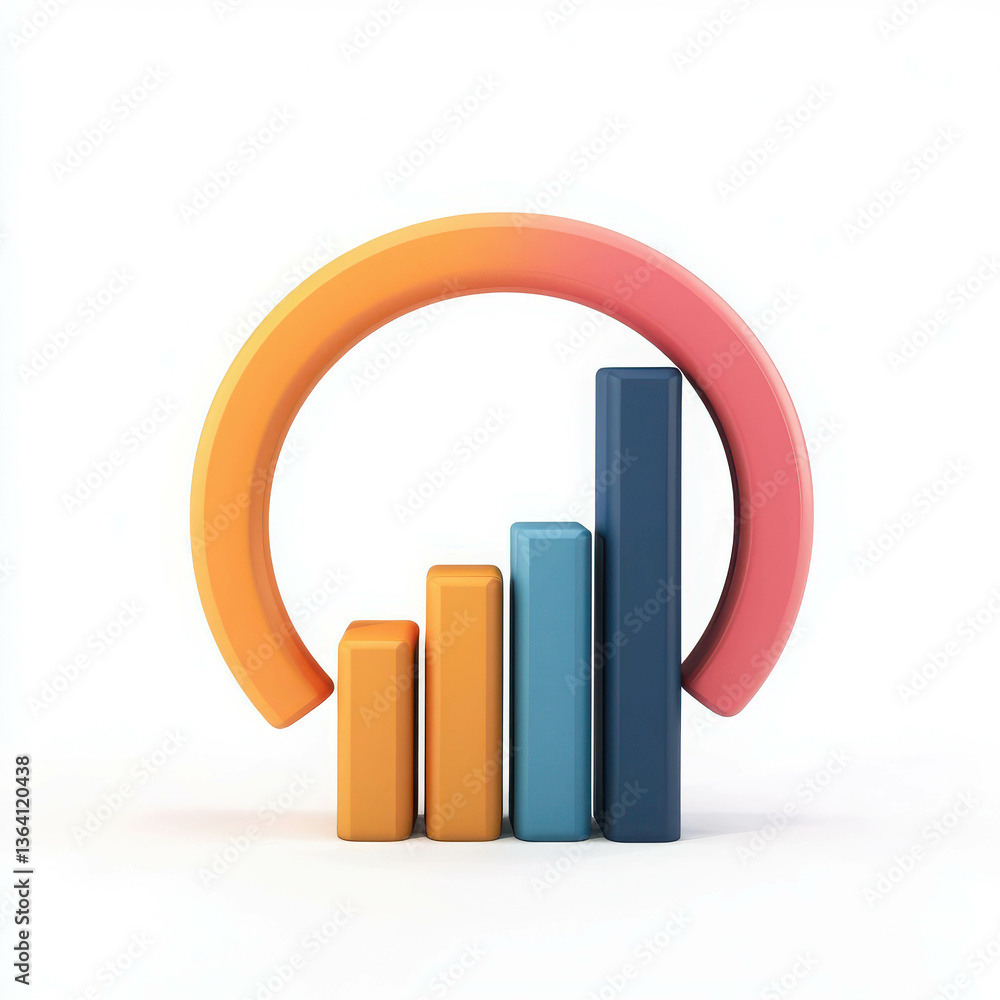 Aufkleber colorful bar graph with circular overlay for business data visuals and presentations