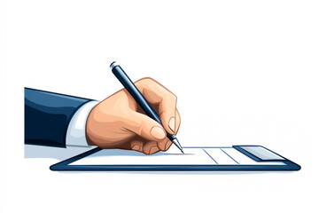 A hand writing on a clipboard, symbolizing professionalism and documentation.