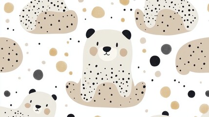Cute Panda Seamless Pattern with Baby Textile Design.