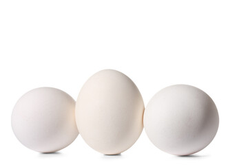 Fresh chicken eggs isolated on white background
