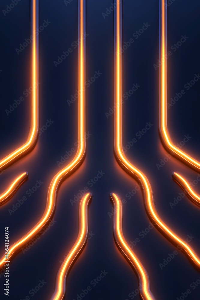 Aufkleber futuristic neon light lines creating a sleek abstract design on a dark background.