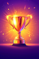 Golden trophy shining brightly against a vivid backdrop, symbolizing achievement.