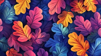 Colorful Autumn Oak Leaves Pattern. (38)