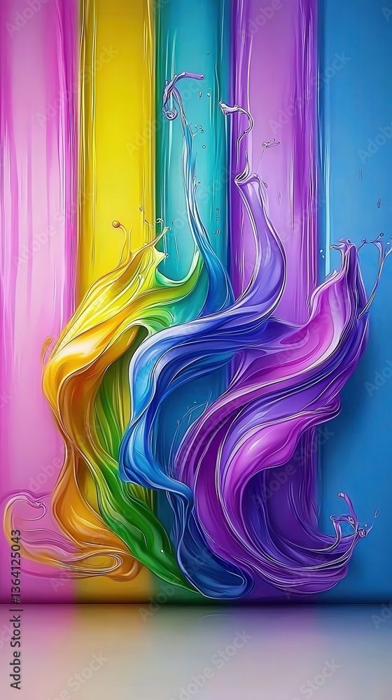 Aufkleber a colorful abstract painting featuring bold brushstrokes and vibrant shapes creating a dynamic visua