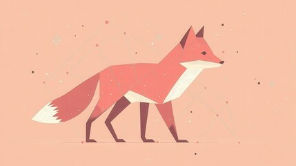 Obraz premium Geometric Fox Illustration with Pastel, and Animal Design.