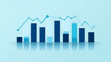 Abstract Cityscape with Financial Bar Graphs, Abstract cityscape with bar graphs and data points, representing financial growth