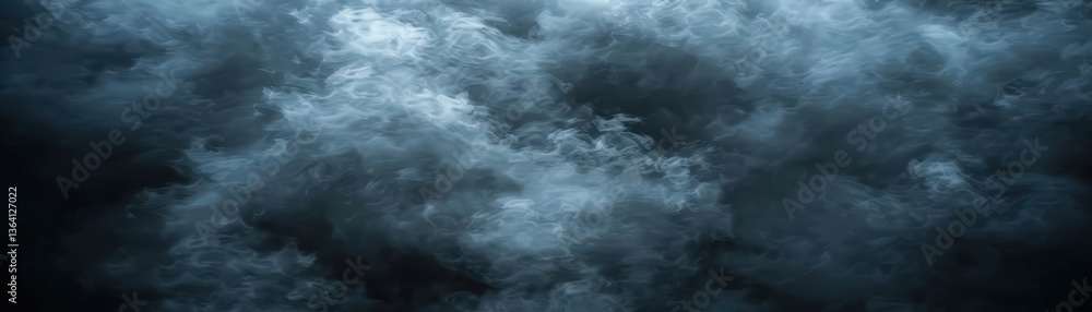 Poster a swirling abstract representation of dark clouds, evoking a sense of depth and mystery through intr