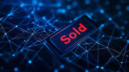 Digital sale notification online marketplace graphic design tech environment close-up view e-commerce concept