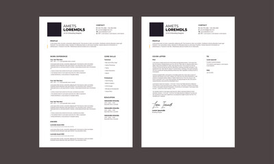 Fototapeta premium Professional modern and minimal resume CV, Clean and modern resume portfolio CV template 