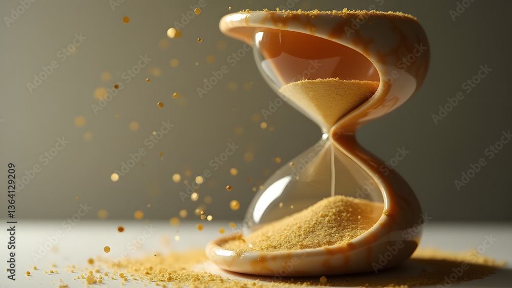 Aufkleber mathematical hourglass where sands flow in fibonacci spiral patterns within a nautilus shell frame w