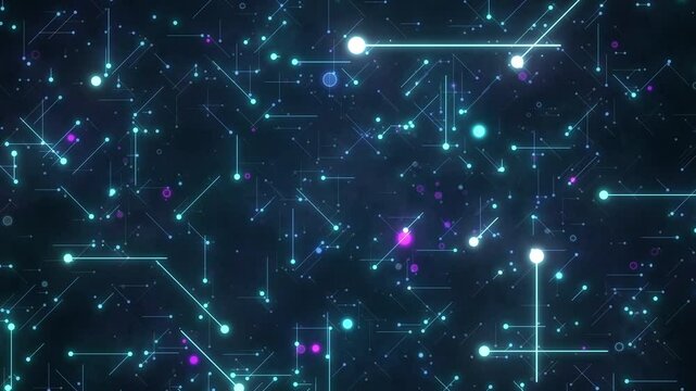 ドットとラインのネオングローのテクノロジーな背景　ループ　Forward