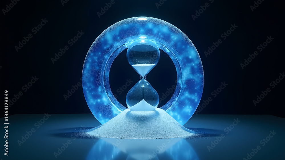 Aufkleber eternal hourglass where sand flows in an infinite toroidal loop within a luminous donut-shaped frame