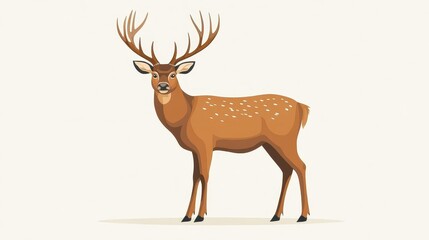Obraz premium Majestic Deer with Antlered Stag, and Wildlife Illustration.